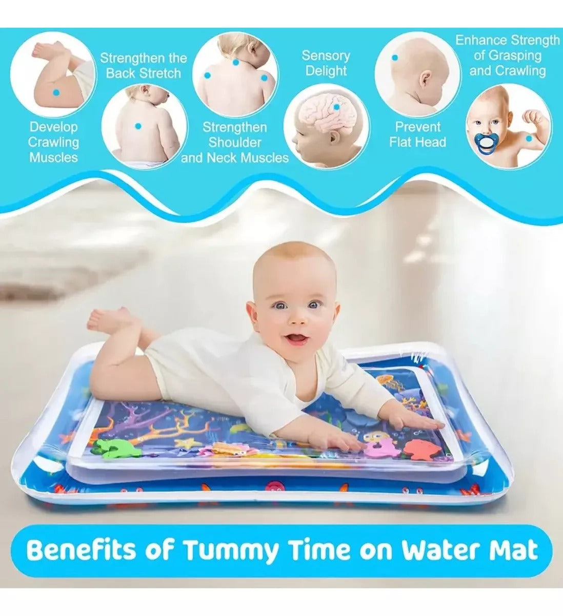 Tapete  de Agua Inflable para Bebes cuad