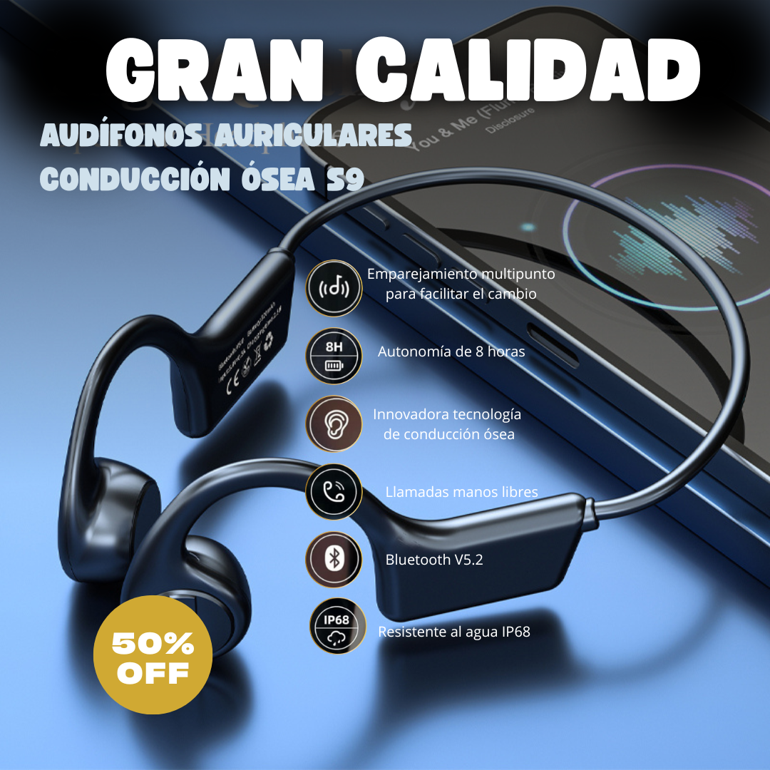 SOUNDLUX™ 🎧✨🔊 Audífonos Auriculares Conducción Ósea S9