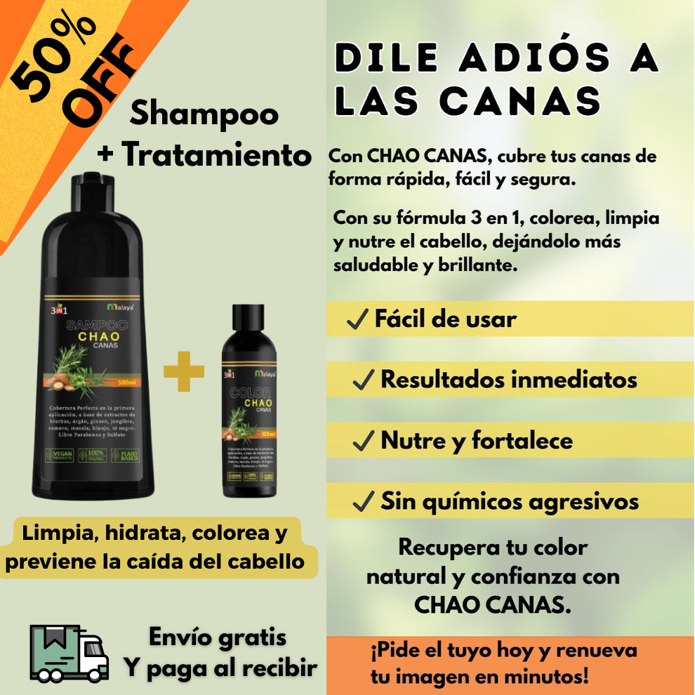 Shampoo Chao Canas 3 en 1 +Tratamiento + Envio Gratis
