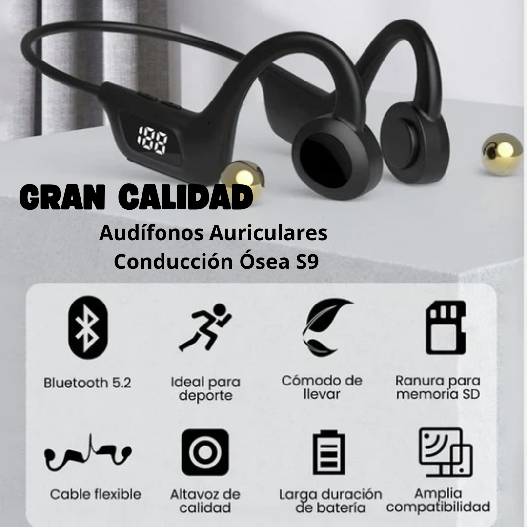 SOUNDLUX™ 🎧✨🔊 Audífonos Auriculares Conducción Ósea S9