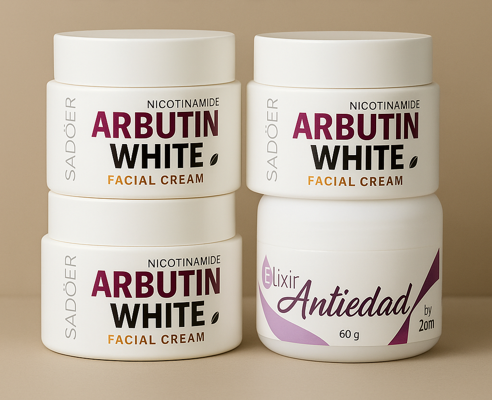 🔥 LLeva 3 Arbutin White® + 1 Elixir Antiedad de regalo! Dile adiós a las manchas y al acné revela tu verdadera piel 💖🔥